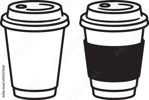 takeaway coffee cup icon set outline silhouette black white vector collection