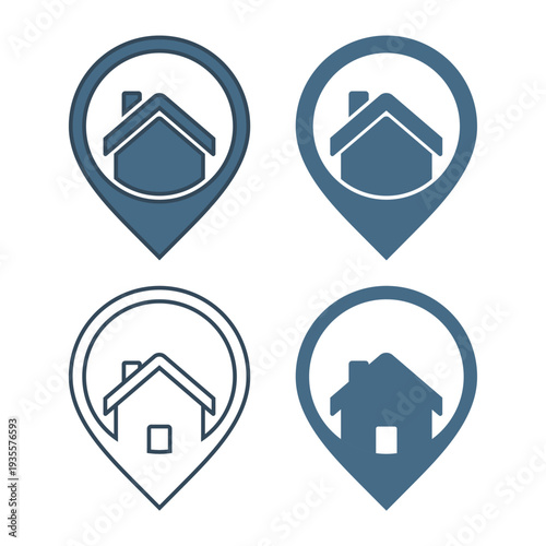 House Location Pin Icon. Home Map Marker Symbol. Vector Illustration