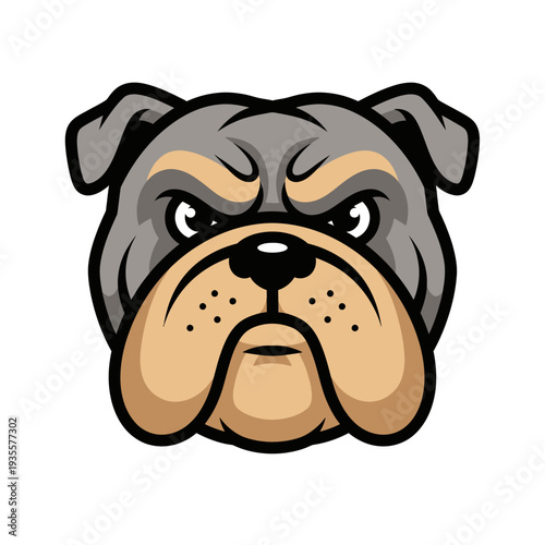 Fierce Bulldog Mascot Head, Aggressive Dog Face, Sport Team Logo, Tattoo Design