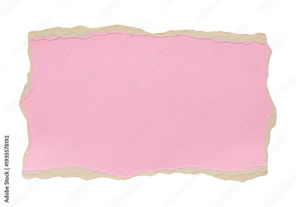 Obraz premium A soft pink piece of paper with a slightly crumpled and torn edge, giving it a vintage feel isolated on transparent background 'Png
