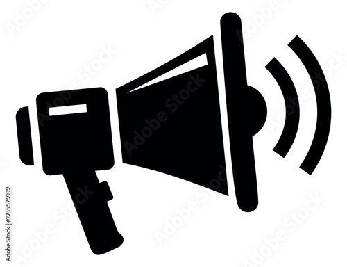 Modern icon illustration of a megaphone depicting broadcasting sound waves for marketing and communication
