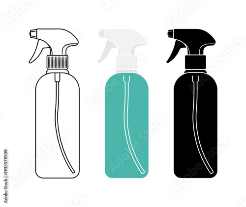 Spray bottle icons set, without background
