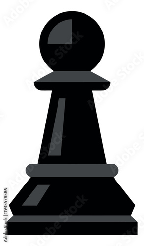 Graphic illustration of a black chess pawn depicting strategy and challenge for board games and business metaphors