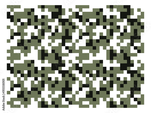 Pixelated illustration of camouflage pattern depicting a modern military design for backgrounds and textiles