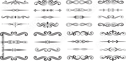 Collection of elegant ornate swirling lines and shapes for design  decorative elements