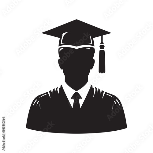 Graduation abstract silhouette line art logo design concept illustration idea