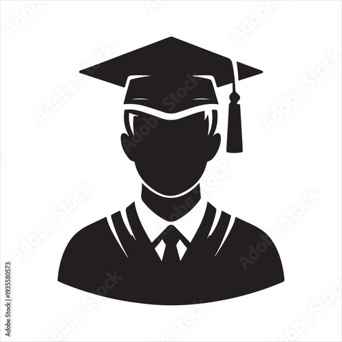 Graduation abstract silhouette line art logo design concept illustration idea