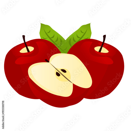 red apple on white background