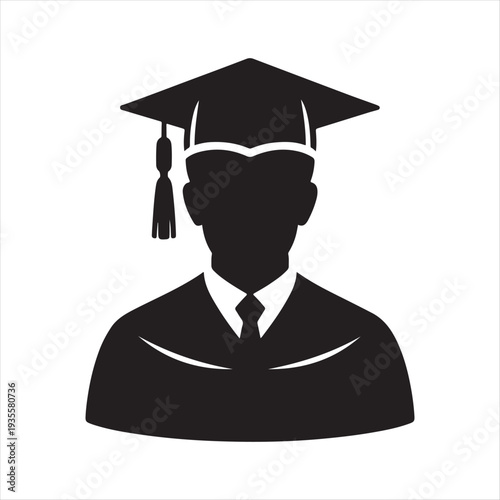 Graduation abstract silhouette line art logo design concept illustration idea
