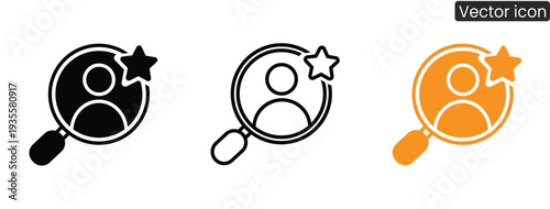 Professional vector icons for search and rating concepts