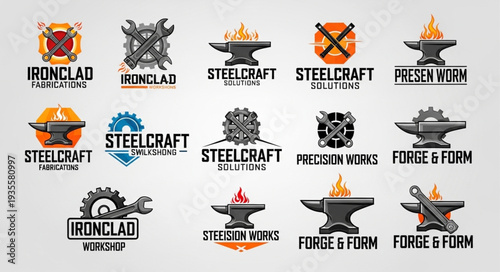 Collection of Industrial Forge and Metalwork Logos.
