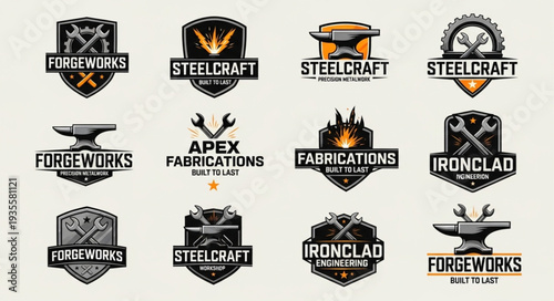 Collection of Industrial Forge and Steelcraft Emblems and Logos.