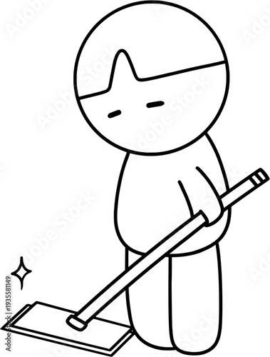 청소하는 남자 캐릭터