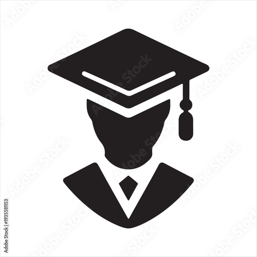 Graduation abstract silhouette line art logo design concept illustration idea