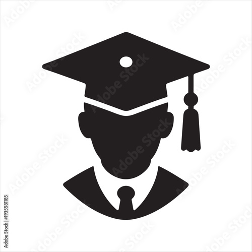 Graduation abstract silhouette line art logo design concept illustration idea