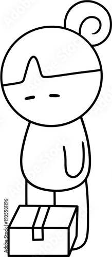 택배상자 여자 캐릭터