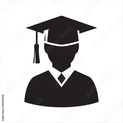 Graduation abstract silhouette line art logo design concept illustration idea