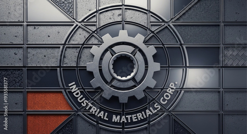 Industrial Materials Corporation Gear Logo Emblem.