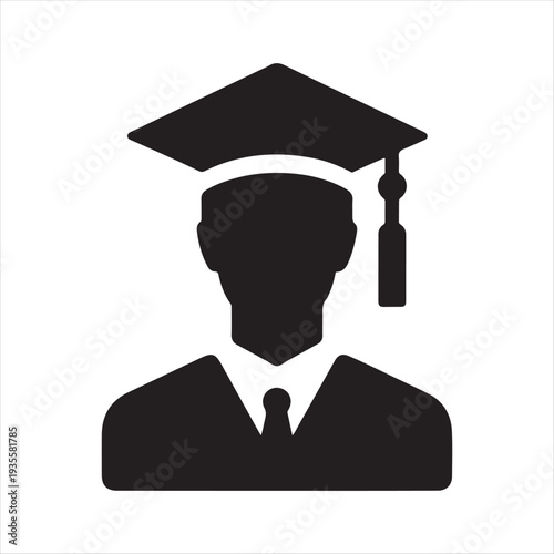 Graduation abstract silhouette line art logo design concept illustration idea