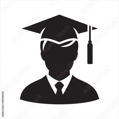Graduation abstract silhouette line art logo design concept illustration idea