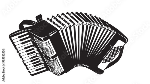 Traditional accordion performance with amplified sound and expressive bellows in a lively musical scene.
