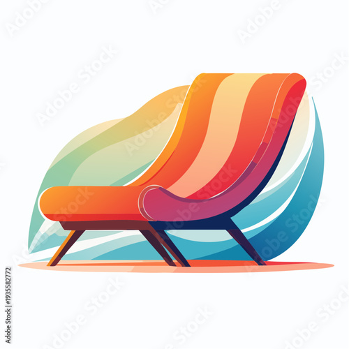 Modern aesthetic lounge chair illustration with warm gradient colors, symbolizing leisure and comfortable relaxation