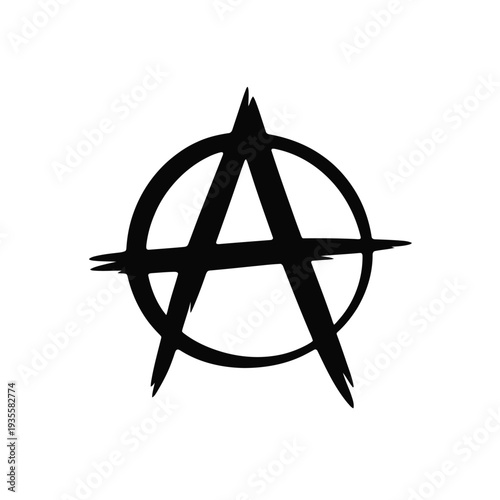 Black and white image of the encircled a anarchist symbol on white