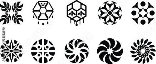 Rustic Woodland Circular Frame with Forest Fungi and Fern Fronds Sketch Vector