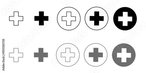 ​Set of medical cross icons in various styles