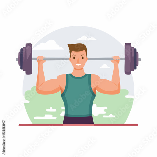 Fitness enthusiast lifting weights in an outdoor setting for a healthy lifestyle