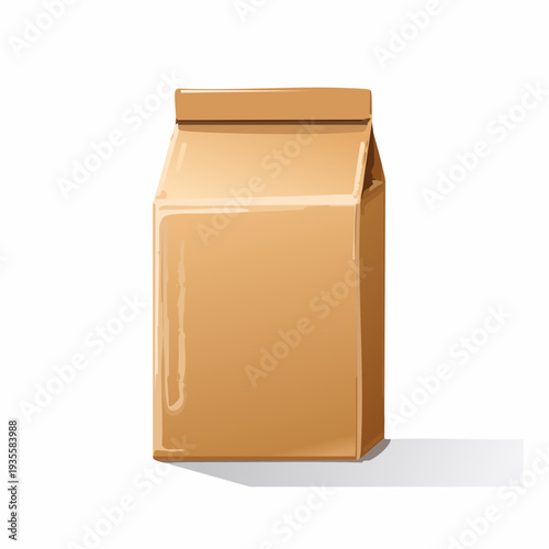 Simple brown paper bag illustration with a subtle shadow on a white background