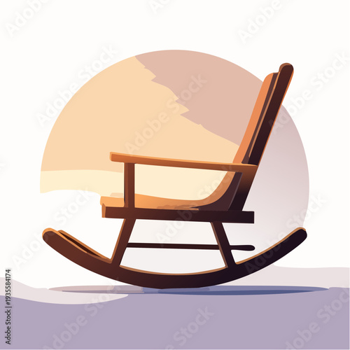 Vintage Wooden Rocking Chair Silhouette Against a Warm Sunset Sky