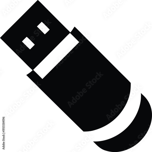 Minimalist USB Flash Drive Icon Illustration for Data Storage and Technology