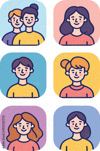 Community and society Icon set. People, diversity, inclusion, teamwork, social support, equality, family, nonprofit icons. Thin line editable stroke vector illustrations, VETTORIALE