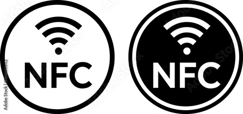NFC technology symbols for wireless connectivity