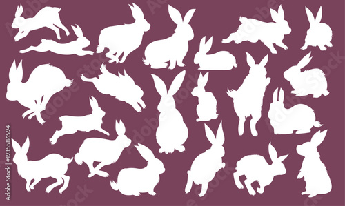 Easter Bunny Silhouette Set – Rabbit Vector Collection
