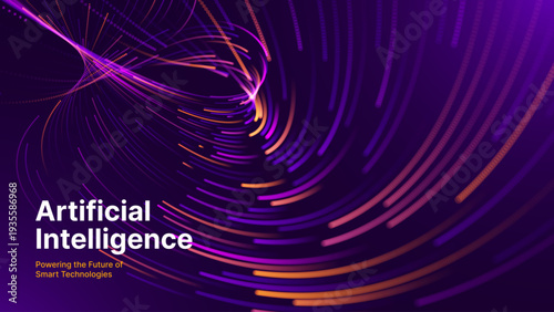 Modern Tech Illustration Highlighting Purple Data Lines As Fiber Optic Pathways For AI Systems, Emphasizing Speed And Internet Connectivity.