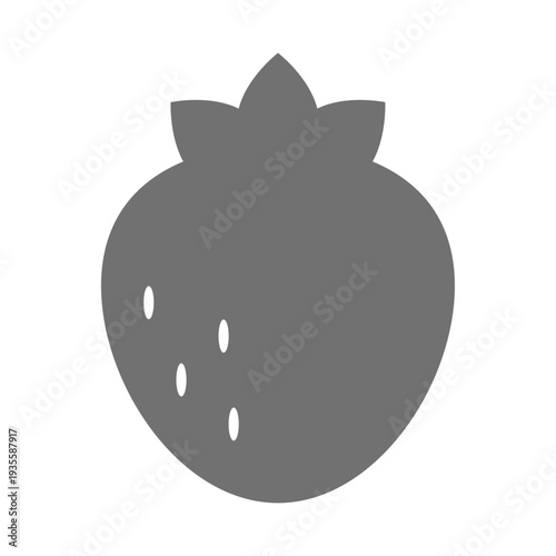 いちごのシンプルシルエットアイコン（モノクロ）