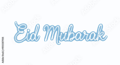 Eid Mubarak festive greeting card with blue cursive text on white