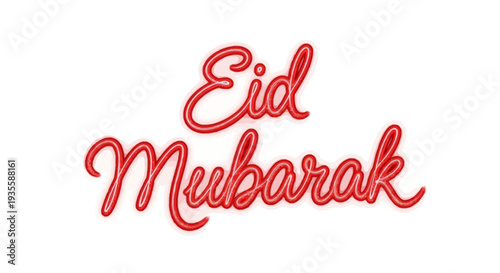 Eid Mubarak greeting on white background Vector illustration