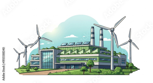 Sustainable Building with Wind Turbines.