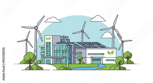 Sustainable Building with Wind Turbines.