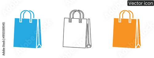Colorful shopping bags icon set for e-commerce and retail branding