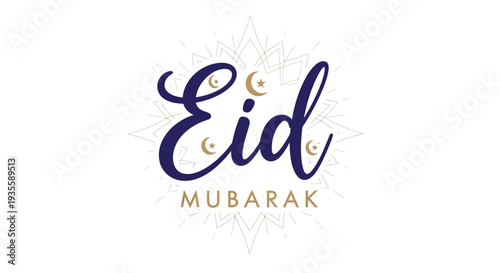 Eid Mubarak celebration greeting card with crescent moon design