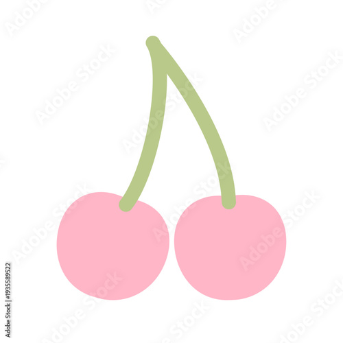 さくらんぼのシンプルアイコン（ピンク・フラット・2粒）