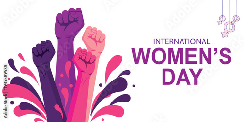 International Women’s Day 2026 Banner – Women Empowerment Concept with Female Symbol and Giving Hands, Give to Gain Campaign Vector Illustration