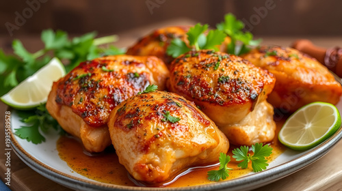 Chicken thighs roasted or air fried with paprika and lime
