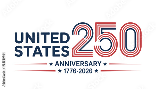 United States 250th anniversary logo with patriotic colors and design