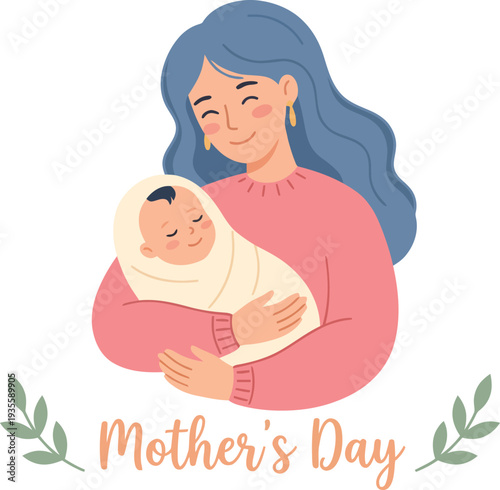 A mother lovingly cradles her newborn baby celebrating mother s day