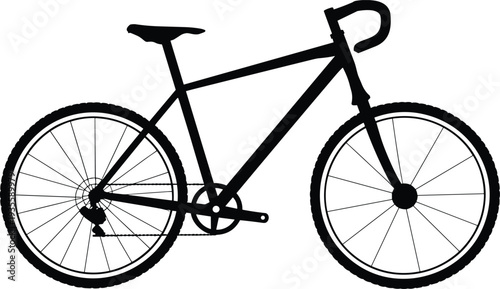 Mountain bike silhouette vector illustration detailed bicycle with thick tires cycling sport transportation outdoor adventure fitness equipment icon